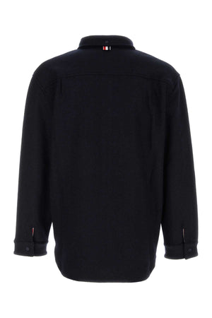 THOM BROWNE Oversize Cotton Blend Shirt for Men - Midnight Blue