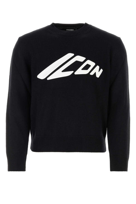 DSQUARED Stylish Black Wool Sweater for Men