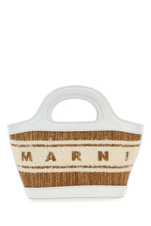 MARNI Mini Two-Tone Raffia and Leather Tropicalia Summer Handbag