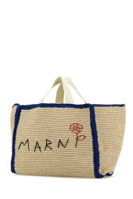 MARNI Ivory Raffia Shopping Handbag - 57cm x 33cm x 17cm