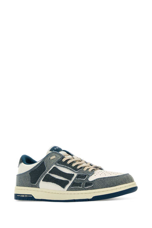 AMIRI Two-tone Denim and Leather Skel Sneaker