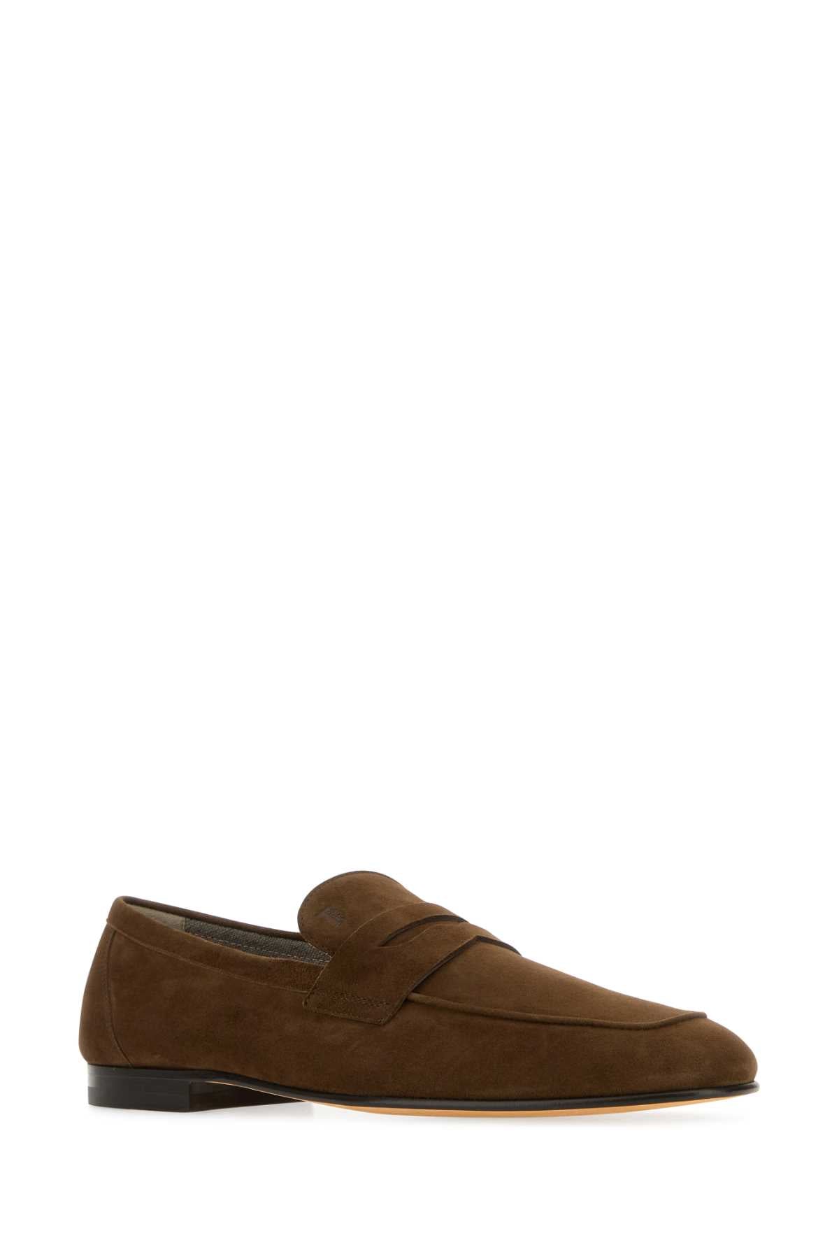 TOD'S Classic Brown Suede Loafers for Men