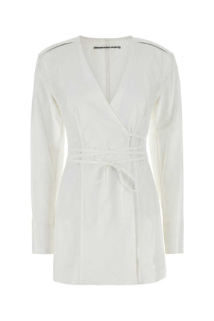 ALEXANDER WANG Chic White Poplin Mini Shirt Dress