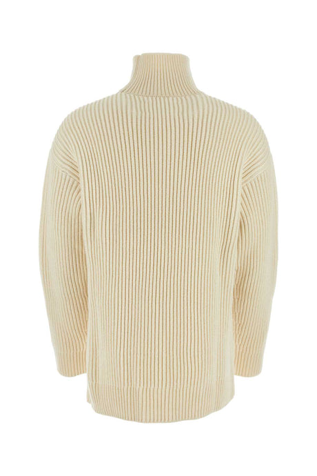 JIL SANDER Essential Ivory Wool Sweater for Men