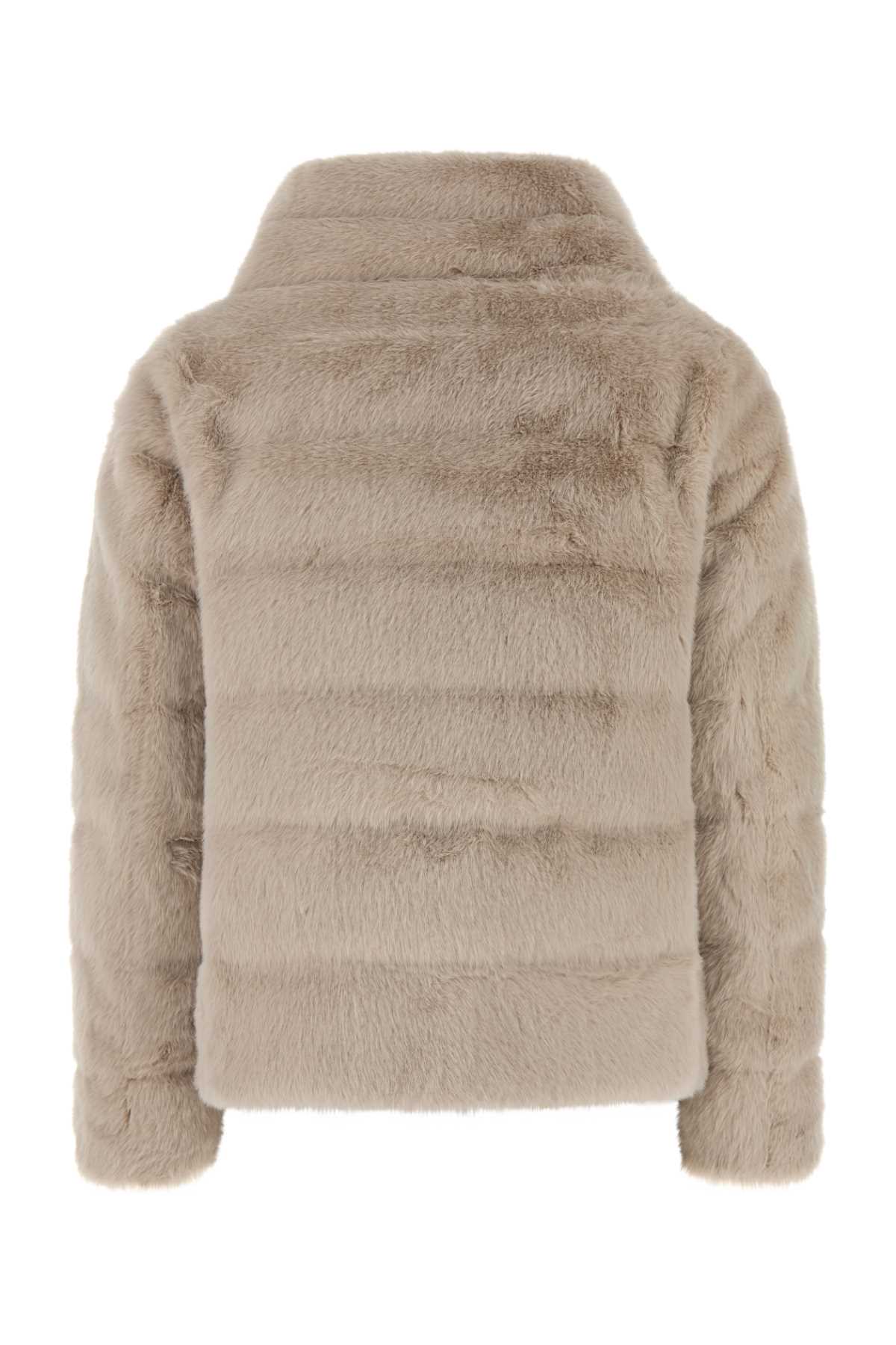 HERNO Eco-Friendly Beige Faux Fur Down Jacket for Women