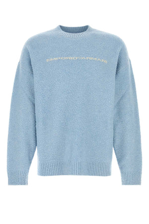 EMPORIO ARMANI Light Blue Wool Blend Sweater for Men