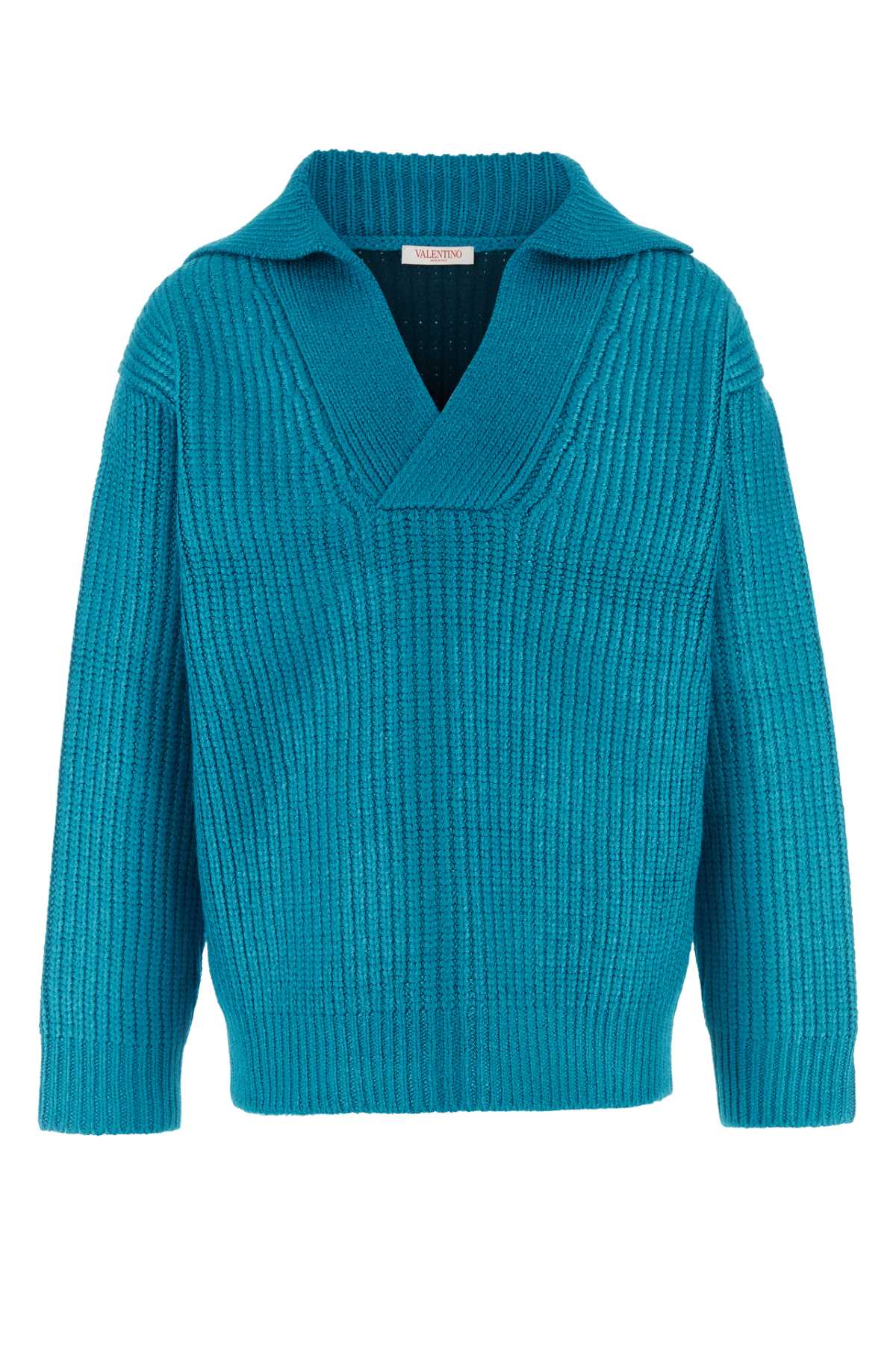 VALENTINO GARAVANI Turquoise Silk Blend Sweater for Men