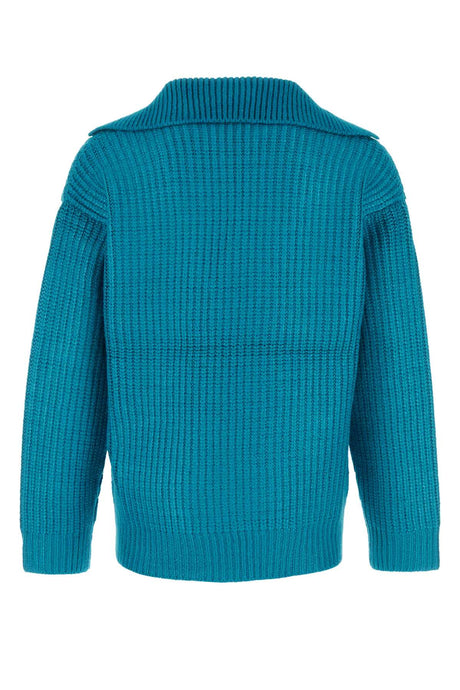 VALENTINO GARAVANI Turquoise Silk Blend Sweater for Men