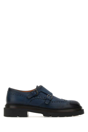 SANTONI Leather Lace-Up Mock Strap Shoes for Men