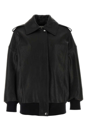 ALEXANDER MCQUEEN Oversized Black Leather Jacket for Women