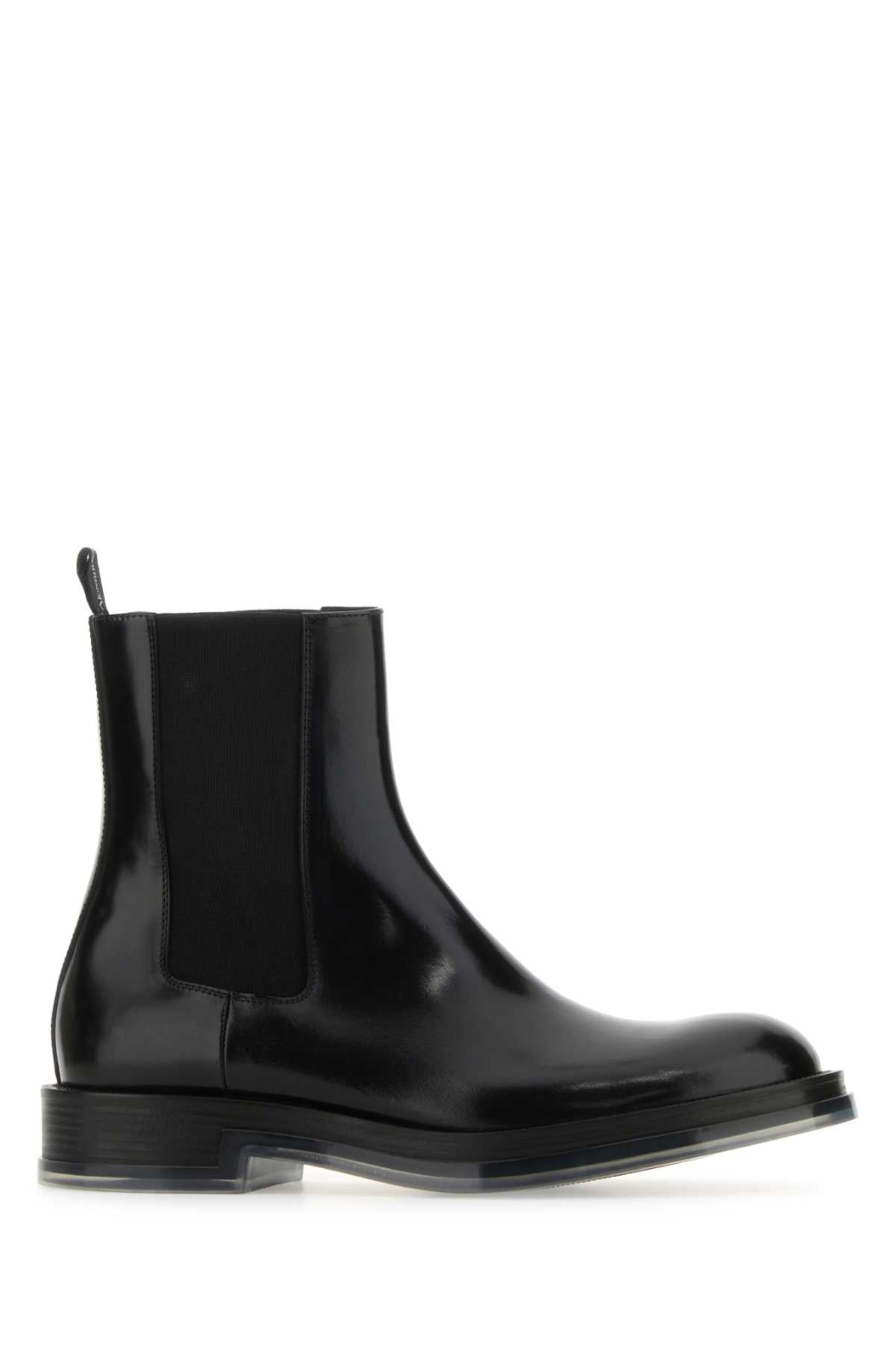 ALEXANDER MCQUEEN Black Leather Float Ankle Boots