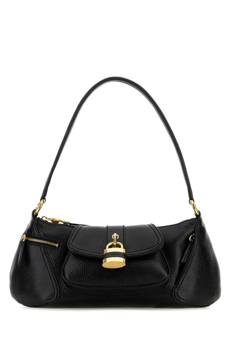 CHLOE Classic Black Leather Shoulder Handbag - 36 cm