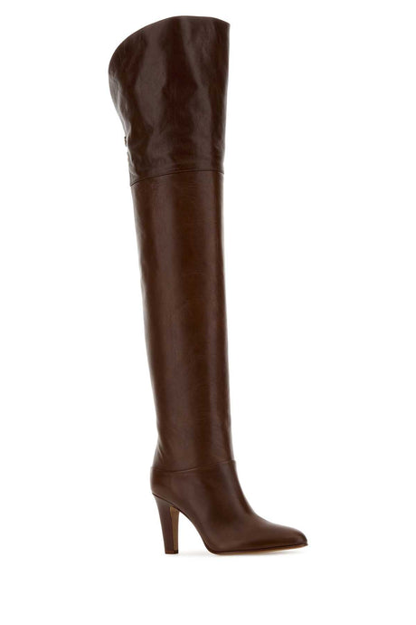 CHLOE Elegant Brown Leather Eve Boots with 8.5cm Heel