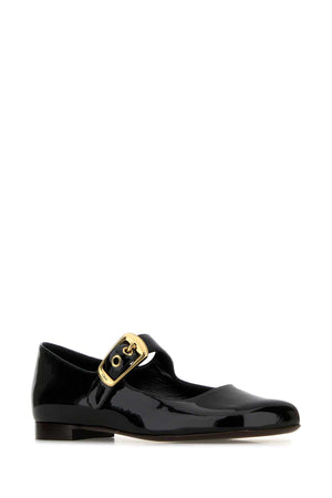 CHLOE Black Leather Ballerina Flats