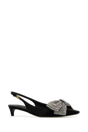 DOLCE & GABBANA Elegant Black Satin Pumps with 3 cm Heel Height