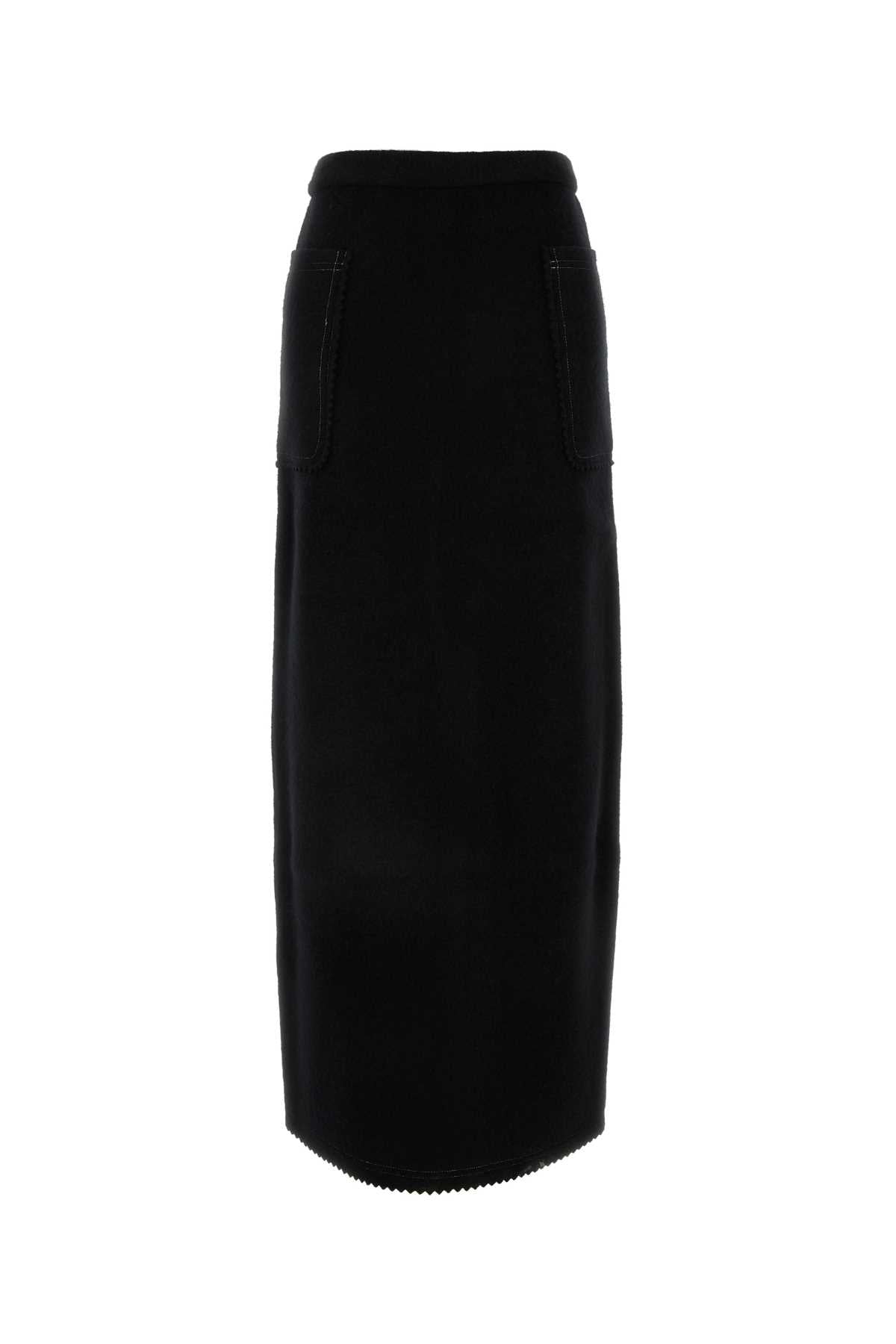 MAX MARA Sophisticated Black Wool Blend Galosce Skirt - 24W