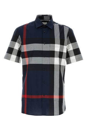 BURBERRY Embroidered Cotton Checked Poplin Shirt for Men