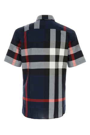 BURBERRY Embroidered Cotton Checked Poplin Shirt for Men