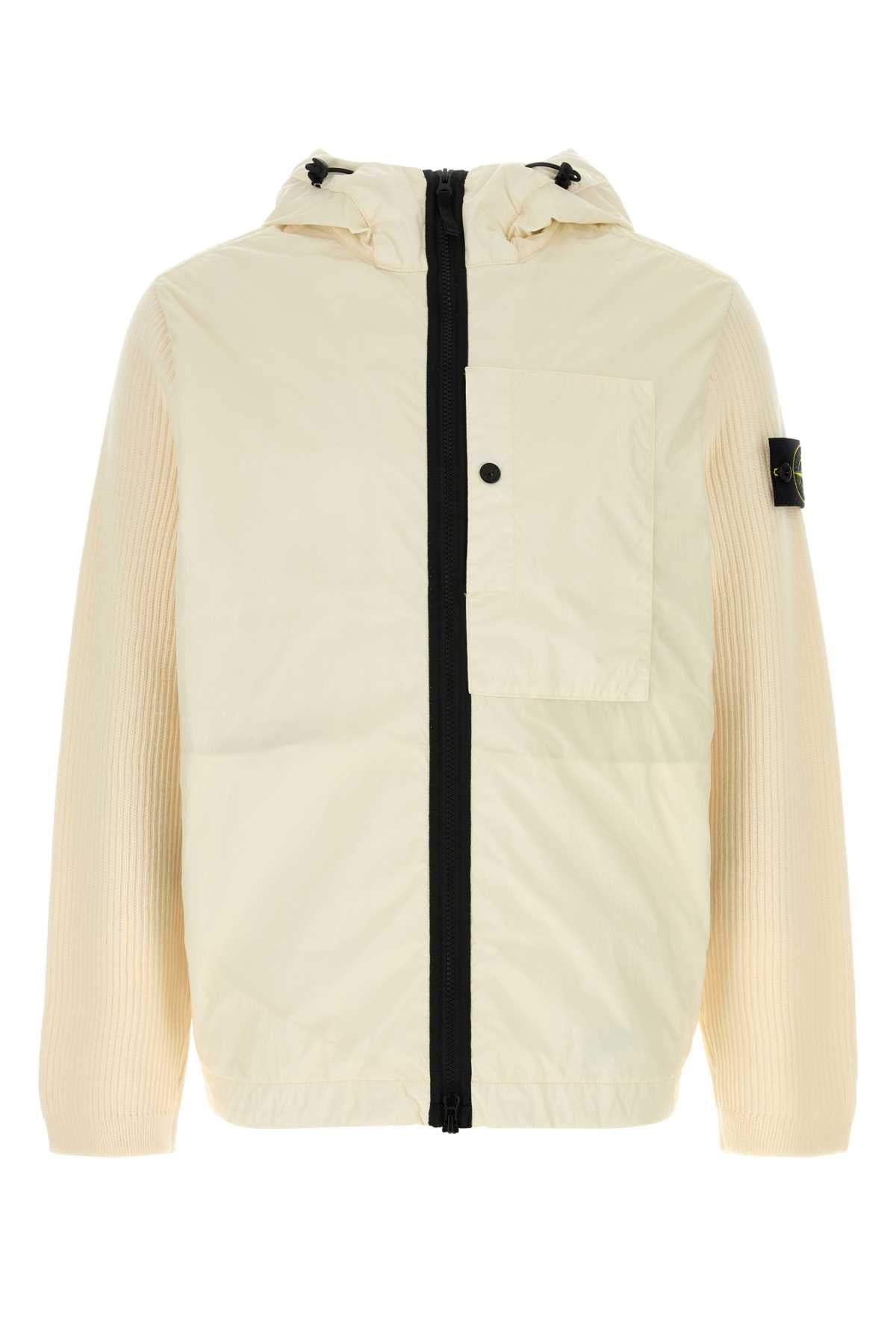 STONE ISLAND Ivory Wool and Nylon Mini Jacket for Men