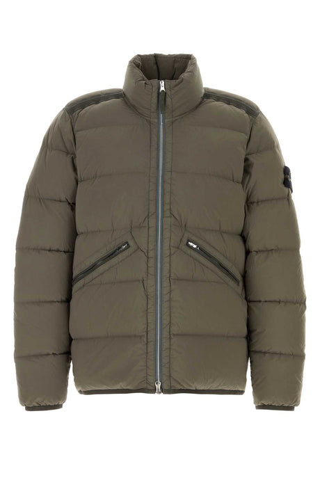 STONE ISLAND Army Green Stretch Nylon Down Jacket for Men