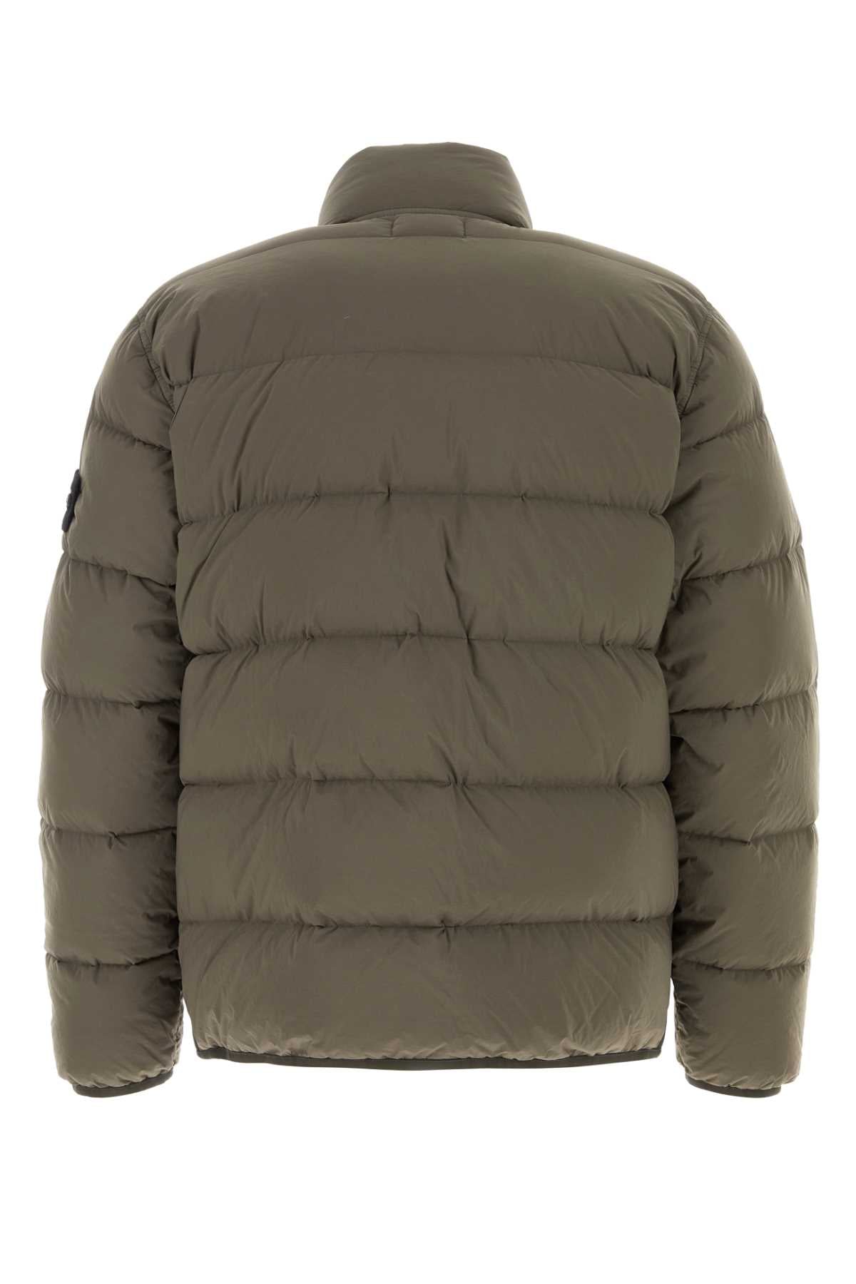 STONE ISLAND Army Green Stretch Nylon Down Jacket for Men