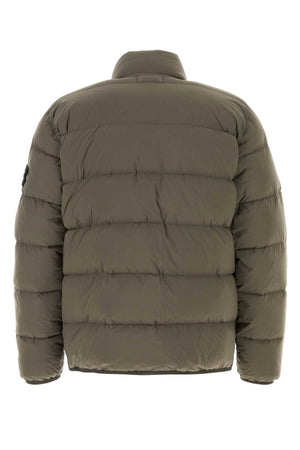 STONE ISLAND Army Green Stretch Nylon Down Jacket for Men