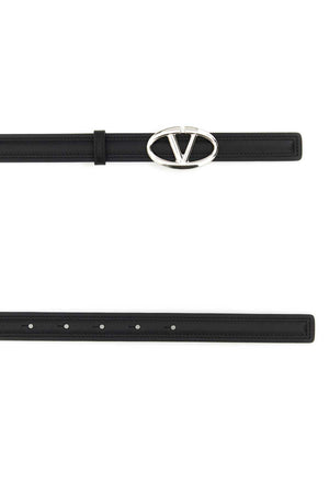 VALENTINO GARAVANI The Bold Edition Black Leather VLogo Belt - 2 cm Height