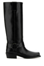 VALENTINO GARAVANI Black Leather Biker Rockstud Boots for Women