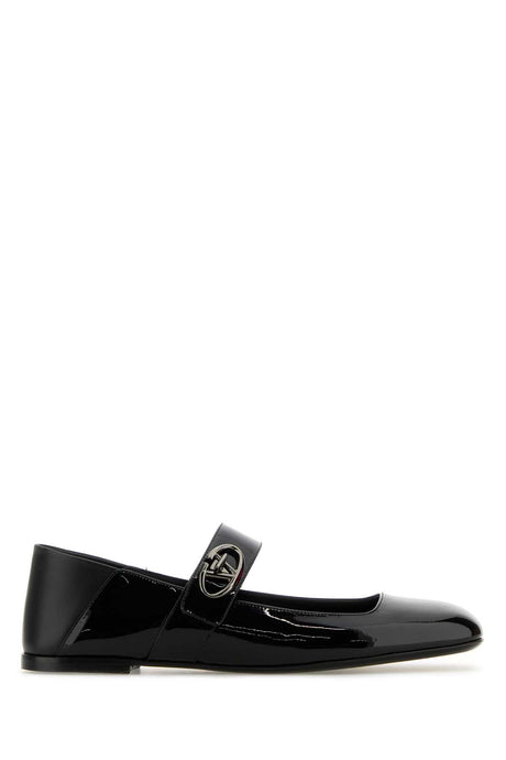 VALENTINO GARAVANI Elegant Black Leather VLogo Locker Ballerinas