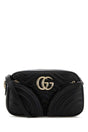 GUCCI Mini Black Leather GG Marmont Crossbody Handbag