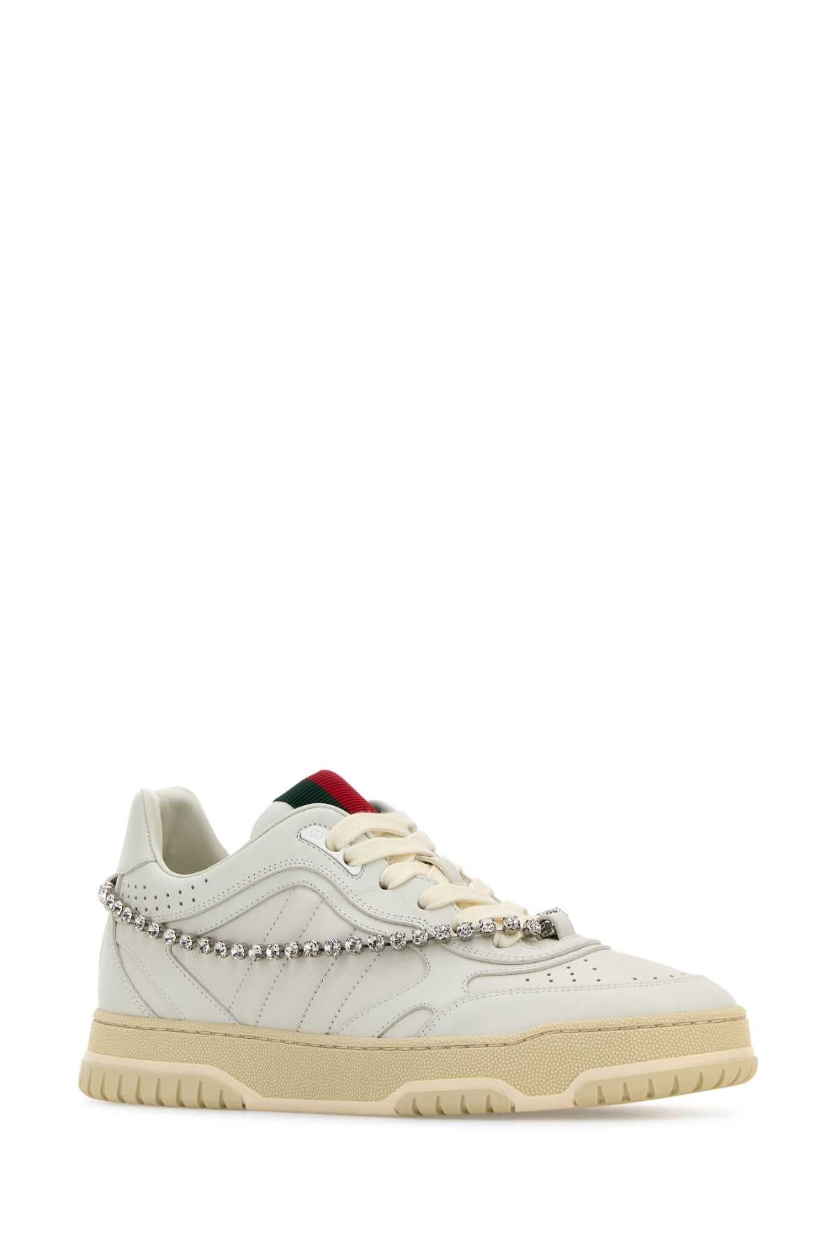 GUCCI Elegant White Leather Re-Web Sneakers for Women