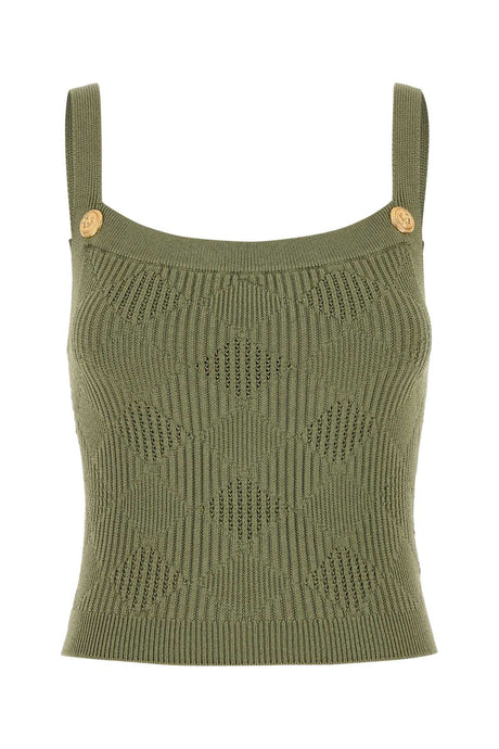 BALMAIN Sage Green Knit Tank Top for Women