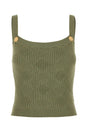 BALMAIN Sage Green Knit Tank Top for Women