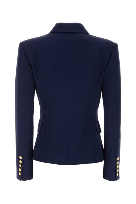 BALMAIN Navy Blue Crepe Blazer for Women - 24W