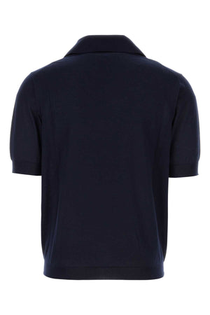 BOTTEGA VENETA Midnight Blue Cashmere Polo Shirt for Men