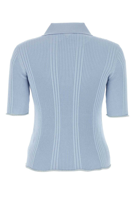 BOTTEGA VENETA Pastel Light Blue Cotton Polo Shirt for Women