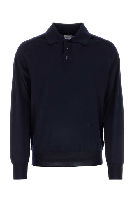 BOTTEGA VENETA Dark Blue Wool Polo Shirt for Men