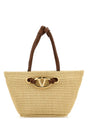 VALENTINO GARAVANI Beige Raffia Escape Handbag - 18x18.5x9 cm