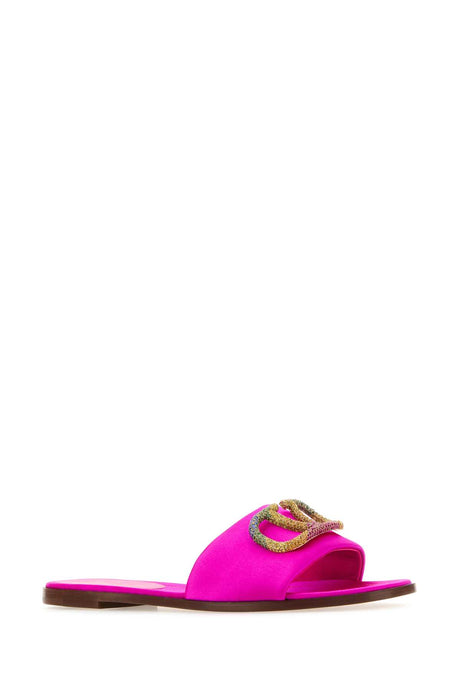 VALENTINO GARAVANI Fuchsia Satin Escape Slippers