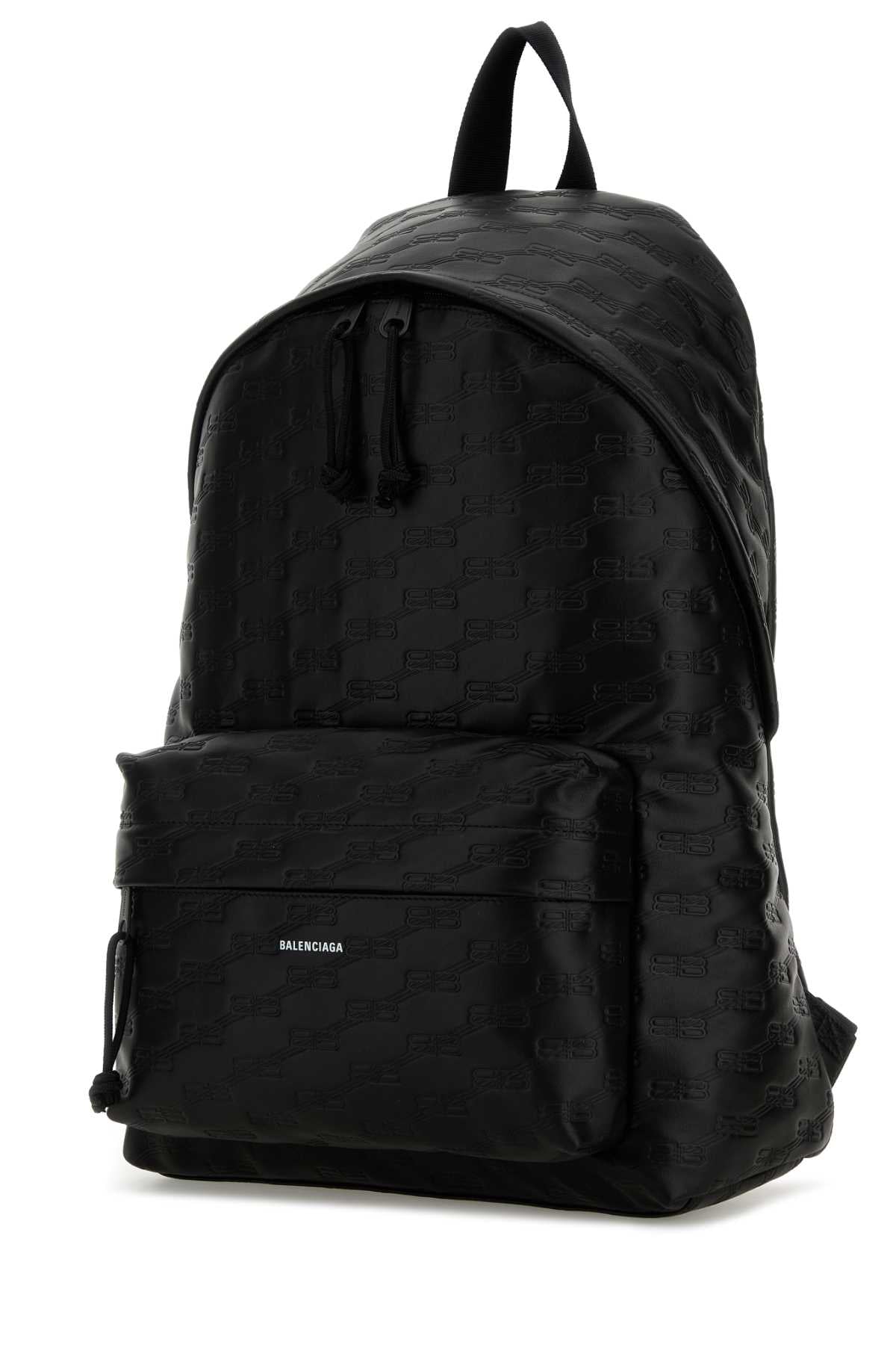 BALENCIAGA Black Leather Medium Signature Backpack