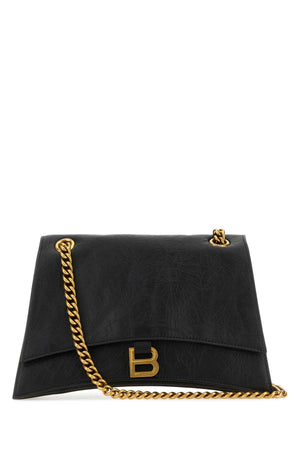 BALENCIAGA Black Medium Crush Shoulder Bag