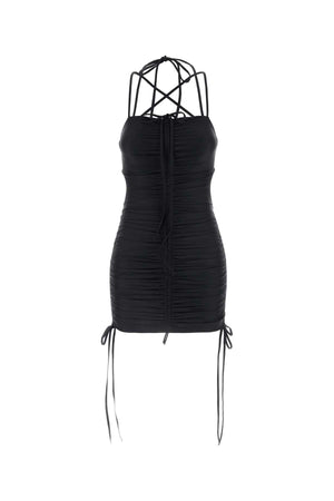 BALENCIAGA Sleek Black Stretch Nylon Mini Dress