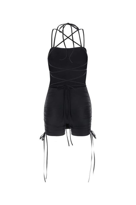 BALENCIAGA Sleek Black Stretch Nylon Mini Dress