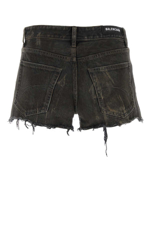 BALENCIAGA Dark Grey Denim Mini Shorts for Women