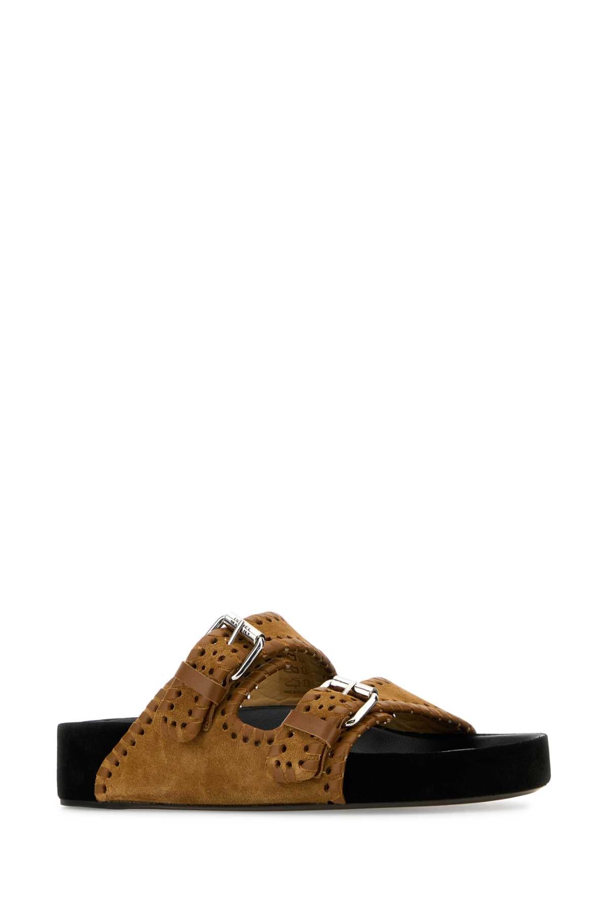 ISABEL MARANT Camel Suede Lennyo Slippers for Women