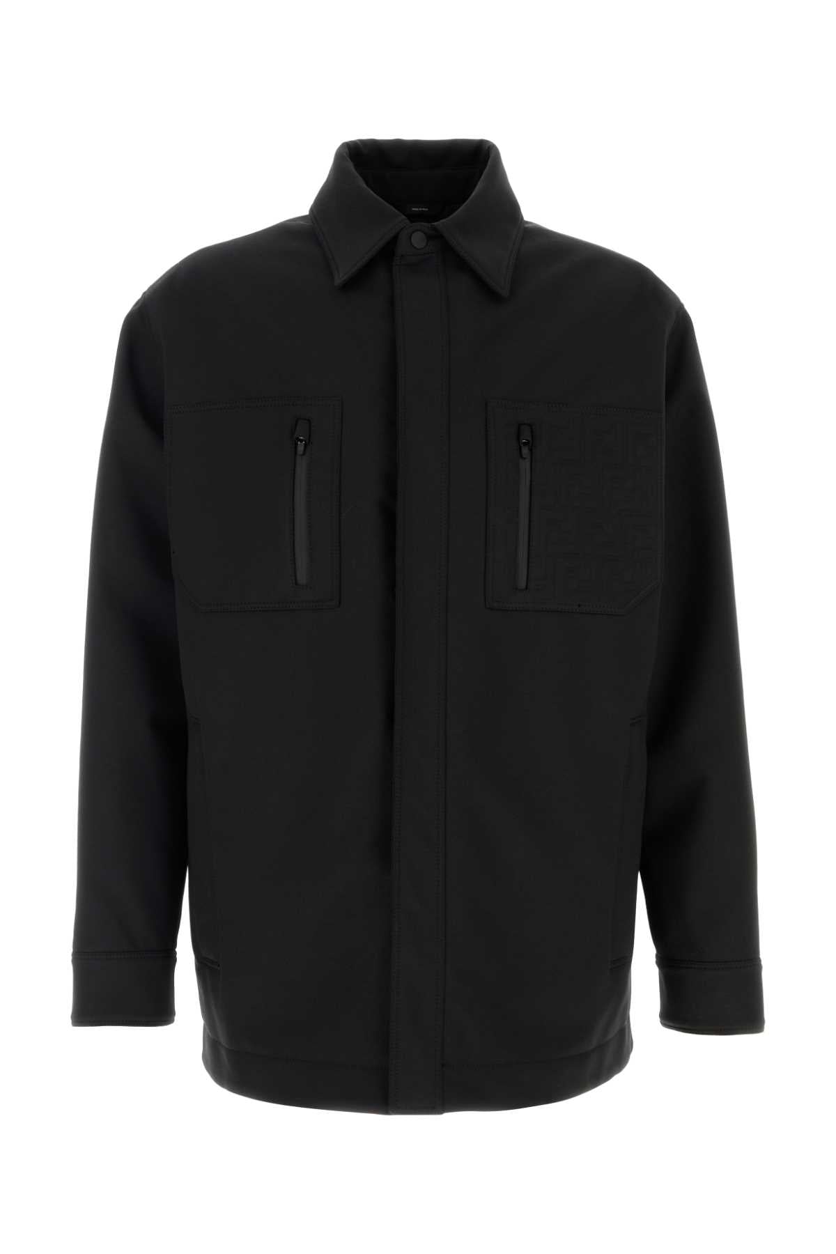 FENDI Men's Black Stretch Wool Blend Jacket