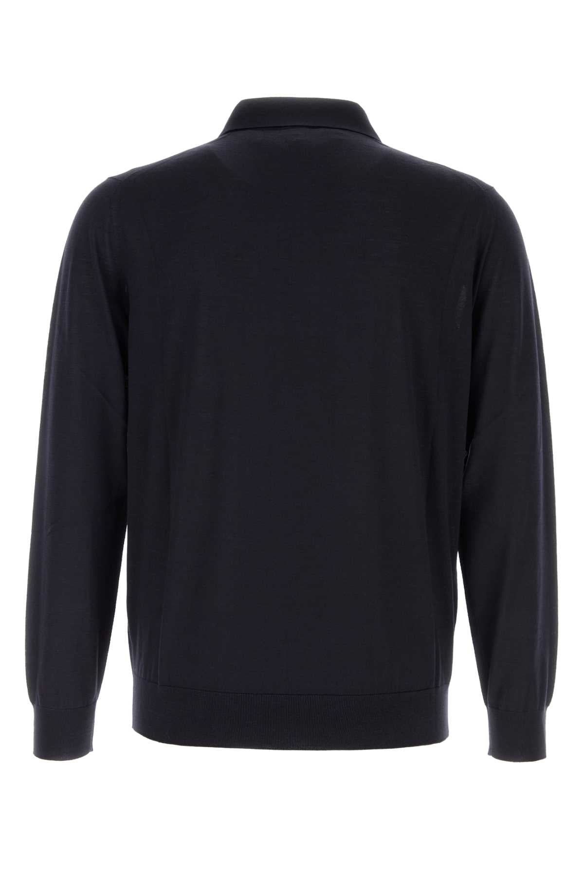 PRADA Midnight Blue Wool Polo Shirt for Men