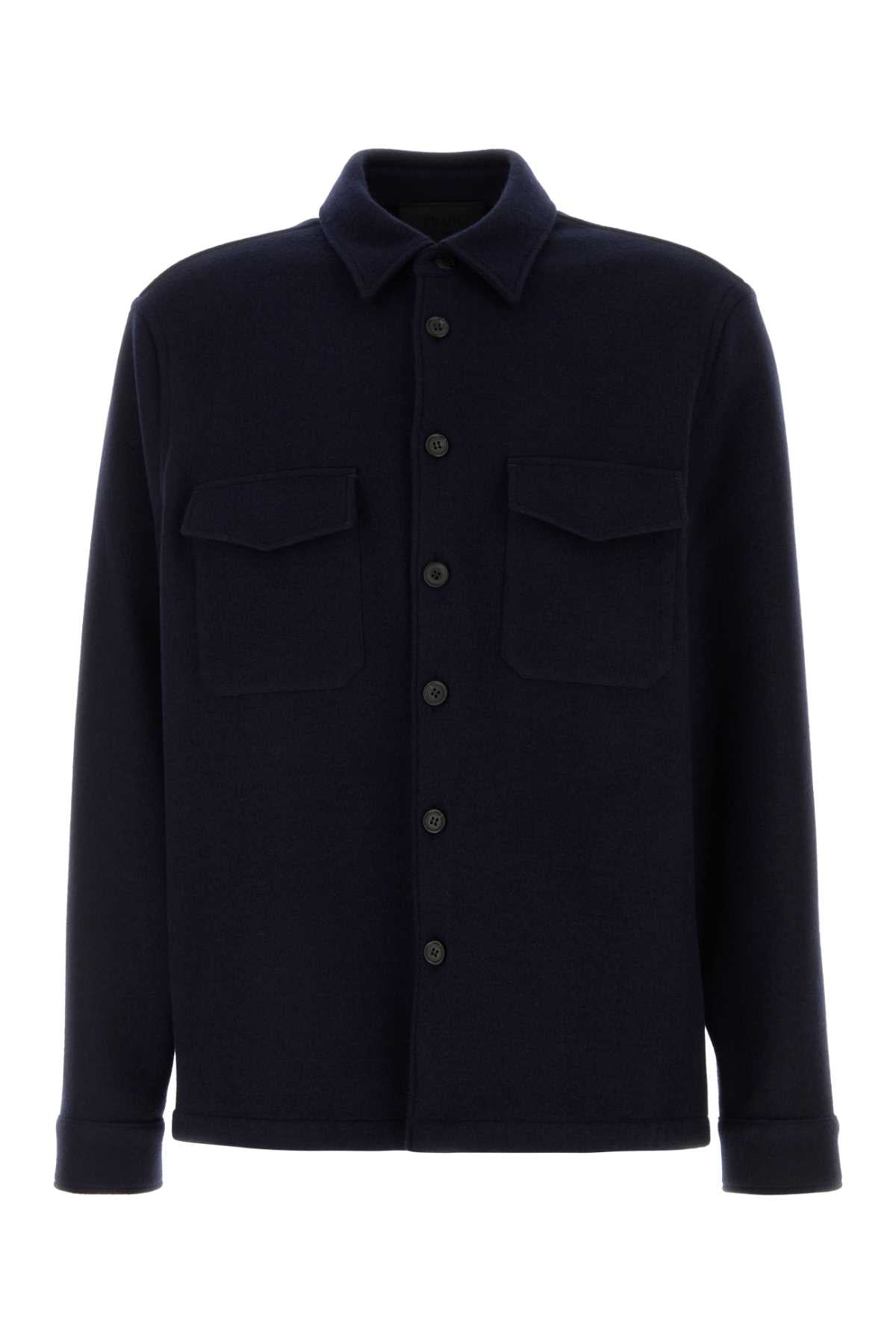 PRADA Midnight Blue Wool Blend Shirt