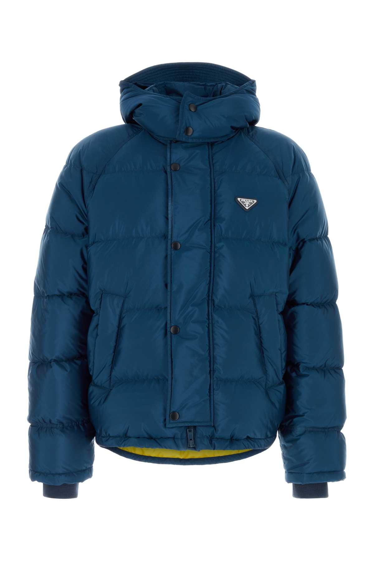 PRADA Recycled Fabric Light Blue Down Jacket for Men