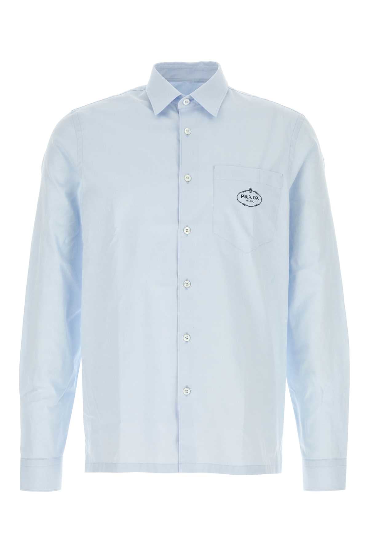 PRADA Pastel Light Blue Poplin Mini Shirt